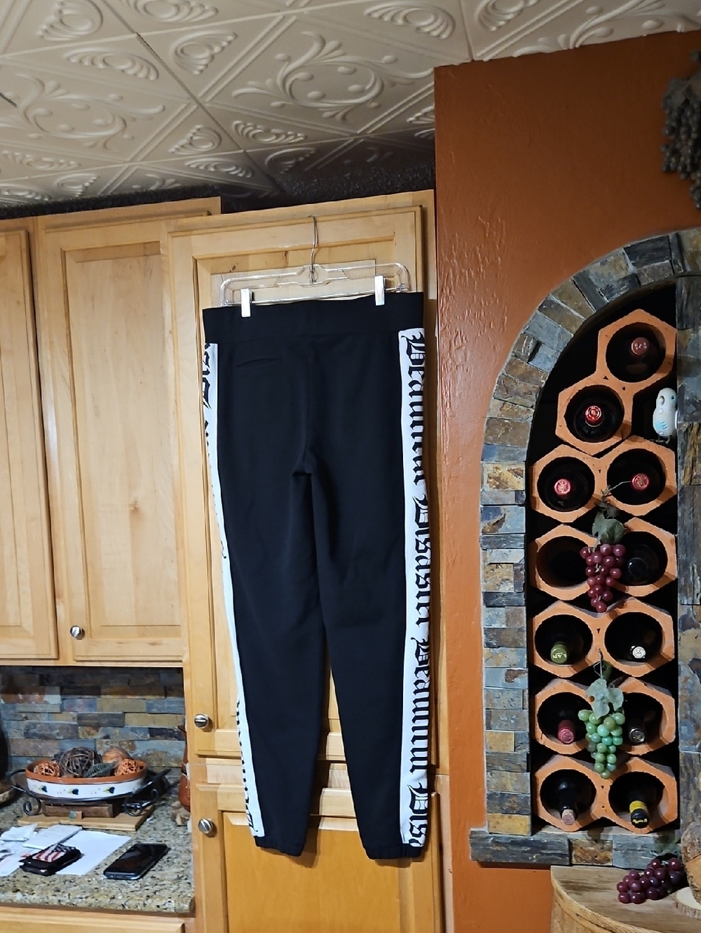 Beautiful Disaster Black White Logo Print Sweatpants Joggers - Picture 2 of 3